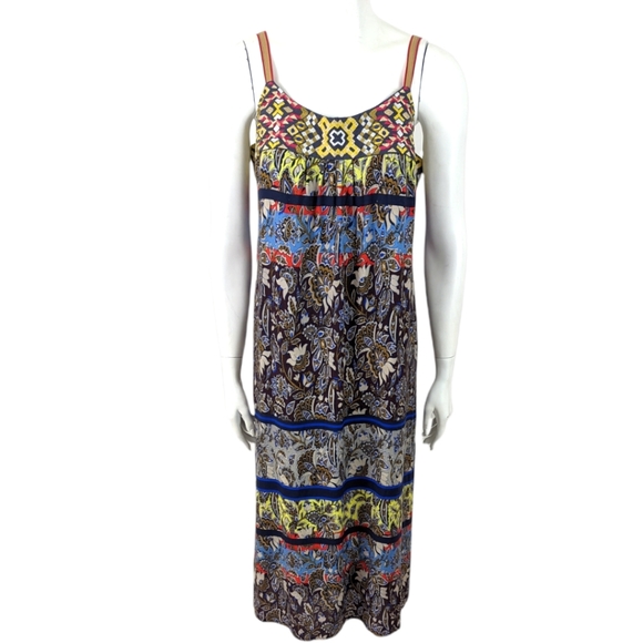 Anthropologie One September Cosima Embroidered Bodice Midi Dress M Boho Print - Picture 2 of 13